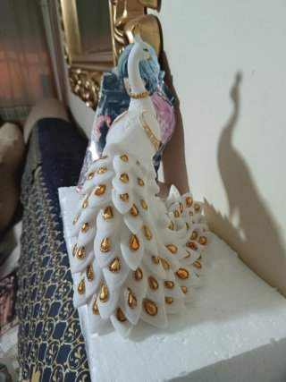 Pavo Real Blanco Decorativo 25cm alto 25cm largo