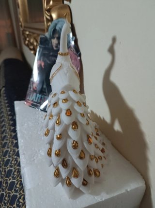 Pavo Real Blanco Decorativo 25cm alto 25cm largo