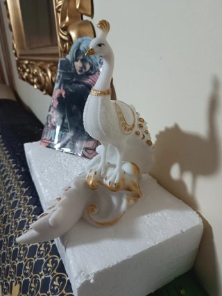 Pavo Real Blanco Decorativo 25cm alto 25cm largo