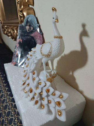 Pavo Real Blanco Decorativo 25cm alto 25cm largo