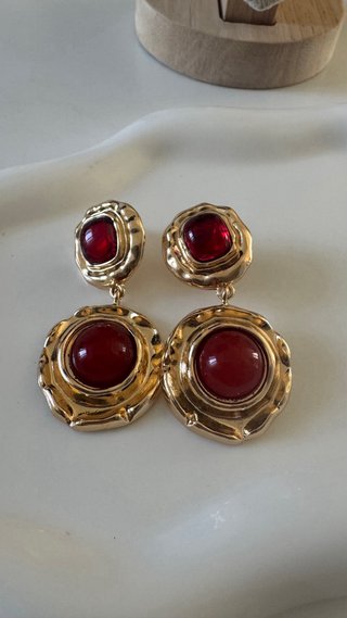 Orecchini pendenti rosso bordeaux donna