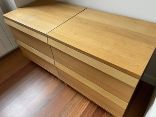 Pack 2 Mesitas de Noche IKEA MALM Roble - 2 Cajone