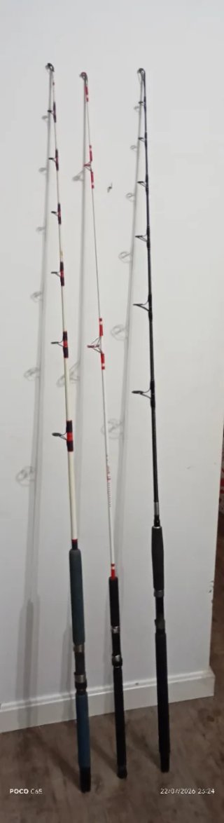 Lote 3 cañas de pesca de embarcación