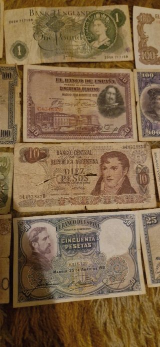 Lotto di Banconote Antiche dal Mondo: Spagna, Argentina