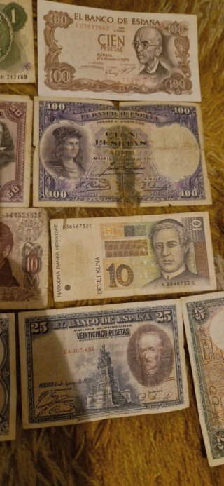 Lotto di Banconote Antiche dal Mondo: Spagna, Argentina