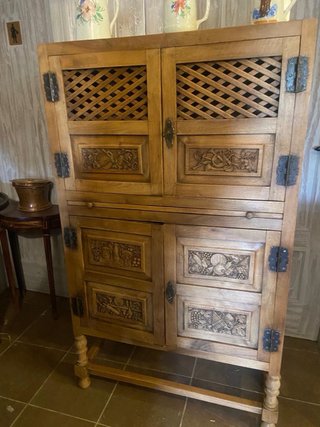 Mueble Alacena Antiguo Madera Tallada