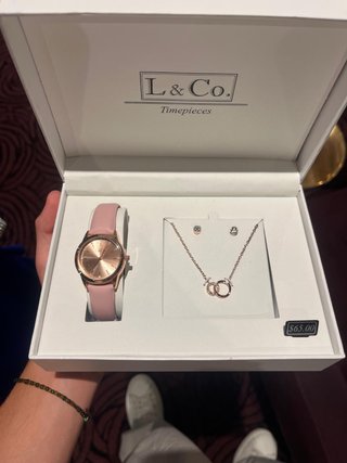 Conjunto L & Co. Reloj y Collar Oro Rosa