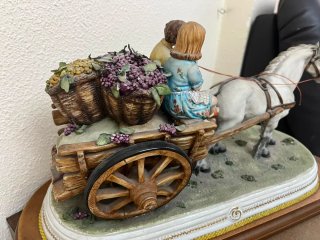 Escultura Capodimonte Ditta Ronchi Niños Carro48cm