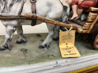 Escultura Capodimonte Ditta Ronchi Niños Carro48cm