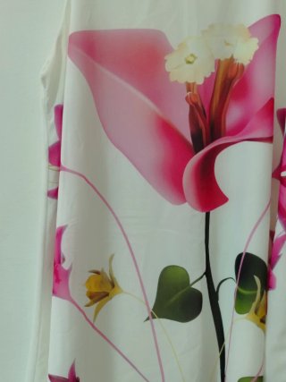 Abito estivo bianco con fiori rosa taglia 42/44