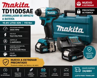 Atornillador Makita TD110DSAE 10.8V 2x2.0Ah 110Nm