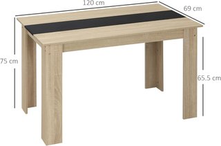 Tavolo da Pranzo per 4-6 Persone, Tavolo da Cucina Moderno con Superficie in Legno, Tavolo Rettangolare per Soggiorno e Sala da Pranzo, 120X69X75 Cm, Colore Nero e Legno