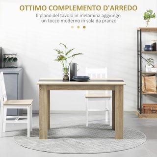 Tavolo da Pranzo per 4-6 Persone, Tavolo da Cucina Moderno con Superficie in Legno, Tavolo Rettangolare per Soggiorno e Sala da Pranzo, 120X69X75 Cm, Colore Nero e Legno