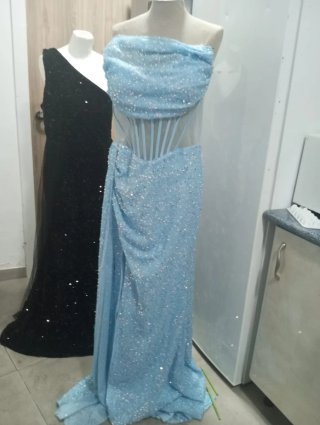 Vestido de fiesta lentejuelas azul