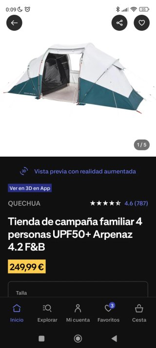 Tienda de campaña familiar 4 personas
