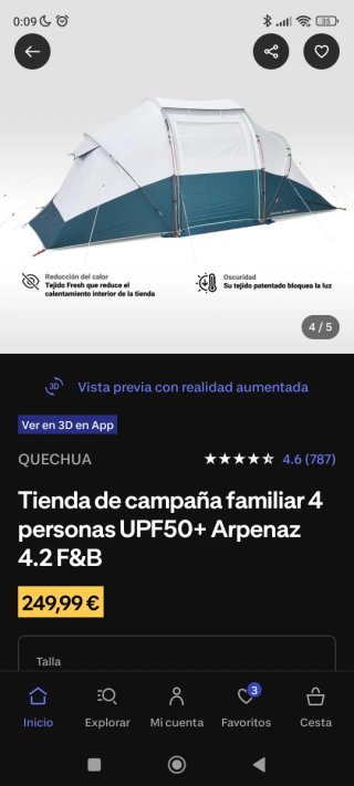 Tienda de campaña familiar 4 personas