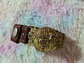 Cinturón Vintage Harley Davidson Hebilla Dorada