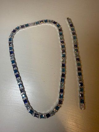 Conjunto Collar y Pulsera Azul y Morado