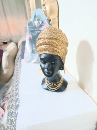 Figura Mujer Africana Cerámica 17cm adornos decora
