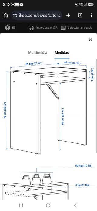 Escritorio IKEA blanco pequeño