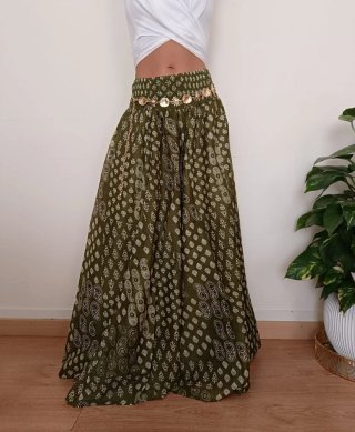 Falda larga algodón 100% verde