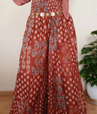 Falda pantalón algodón color teja talla única