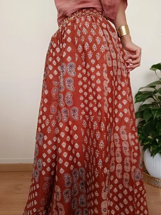 Falda pantalón algodón color teja talla única
