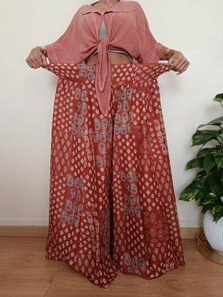 Falda pantalón algodón color teja talla única