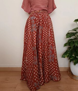 Falda pantalón algodón color teja talla única