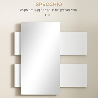 Mueble De Entrada 2 en 1 Con Espejo De Pared 75X3.5X75 Cm Y Cajón 75X30.5X20 Cm, Set De Entrada En MDF Y Vidrio, Gris Y Blanco