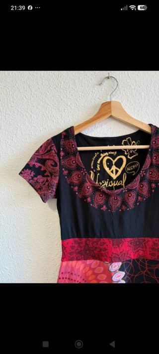 Vestido Desigual Negro y Rosa