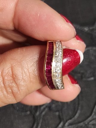 Anillo Oro 18k Diamantes y Rubíes Naturales
