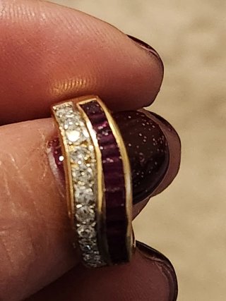 Anillo Oro 18k Diamantes y Rubíes Naturales