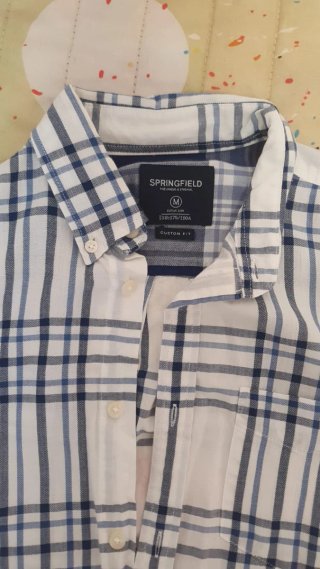 Camisa Springfield cuadros azul y blanco Talla M