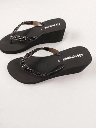 Superga Ciabatte Infradito Nere Rialzate 40