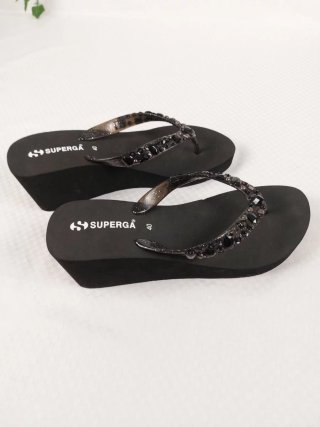 Superga Ciabatte Infradito Nere Rialzate 40