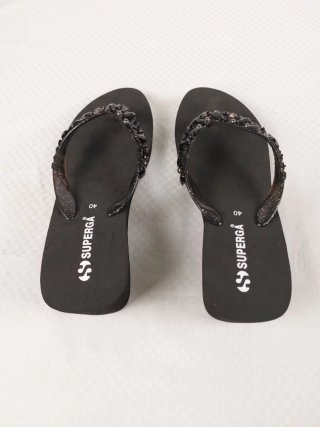 Superga Ciabatte Infradito Nere Rialzate 40