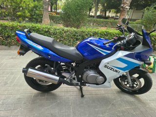 Suzuki sportbike azul y blanco