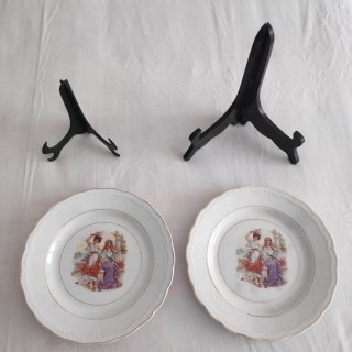 2 Platos Decorativos vintage con Soportes