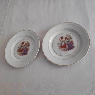 2 Platos Decorativos vintage con Soportes
