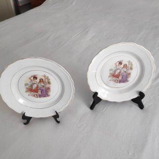 2 Platos Decorativos vintage con Soportes