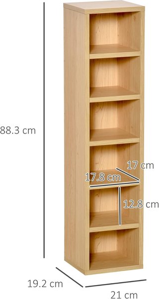 Estante Porta CD Set De 2 Piezas Con 6 Estantes 102 CD Para Casa De Madera MDF 21 X 19.2 X 88.3Cm Madera Natural