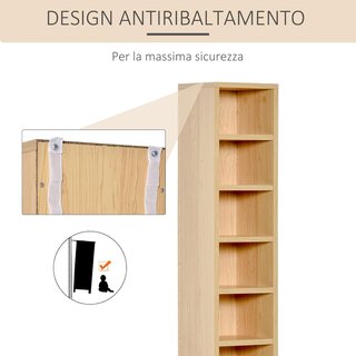 Estante Porta CD Set De 2 Piezas Con 6 Estantes 102 CD Para Casa De Madera MDF 21 X 19.2 X 88.3Cm Madera Natural