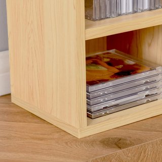 Estante Porta CD Set De 2 Piezas Con 6 Estantes 102 CD Para Casa De Madera MDF 21 X 19.2 X 88.3Cm Madera Natural