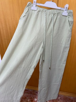 Pantalones anchos lino Shein verde caqui