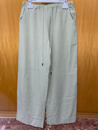 Pantalones anchos lino Shein verde caqui