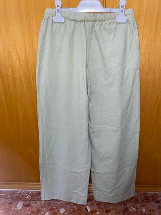 Pantalones anchos lino Shein verde caqui
