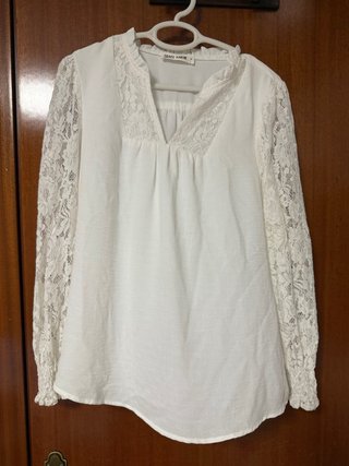 Blusa GRACE KARIN blanca mangas encaje