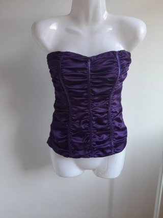 Top Morado Satinado Fruncido
