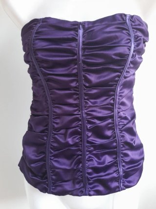 Top Morado Satinado Fruncido